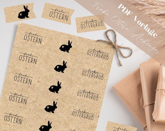 Frohe Ostern - Anhänger PDF Vorlage zum Download Selbstausdrucken Geschenke Etiketten Osterhase Schöne Ostertage Osterliebe Osterzeit Hase