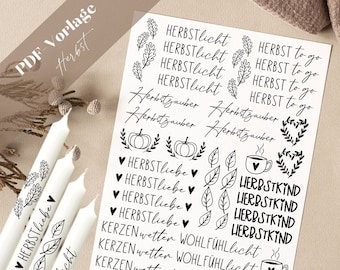Autumn PDF template candle tattoo candle stickers candle design autumn light autumn love autumn magic autumn child feel-good light candle weather