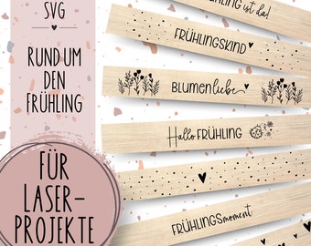 Laserdatei Frühling für Klötzchen SVG Laser Hallo Frühling Frühlingszauber Frühlingsmoment Herzchen Holz Gravieren Gravur Blumenliebe Herz