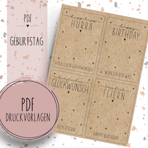 Modello di stampa di compleanno Modello PDF da scaricare e stampare carta regalo Raysin Hip Hip Hurray Festeggiamenti di buon compleanno