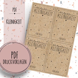 Druckvorlage Kleinigkeit PDF Vorlage zum Download und Ausdrucken Selbstausdrucken Geschenkkarte Raysin Geschenk Wunscherfüller Reagenzglas