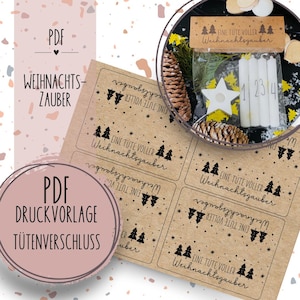 Druckvorlage Tütenverschluss "Weihnachtszauber" Advent in der Tüte PDF Vorlage zum Download und Ausdrucken Selbstausdrucken Weihnachten Tüte