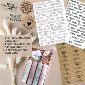 Take what you need - files package PDF SVG PNG template candle tattoo candle sticker candles love hope pendant plotting plotter file