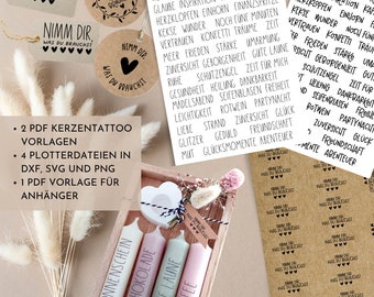 Nimm dir, was du brauchst - Dateien Paket PDF SVG PNG Vorlage Kerzentattoo Kerzensticker Kerzen Liebe Hoffnung Anhänger Plotten Plotterdatei