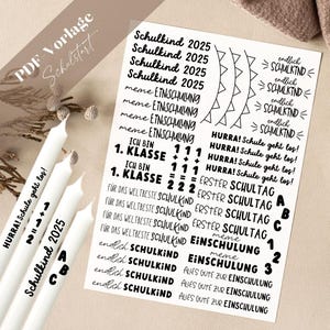 School start PDF template candle tattoo candle sticker candles school enrollment 2025 school child school starts first grade finally school