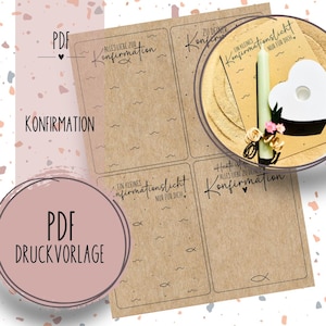 Druckvorlage Konfirmation PDF Vorlage zum Download Geschenkidee Konfirmationsgeschenk Geschenk Tischdeko Konfirmationslicht Tischdeko Deko