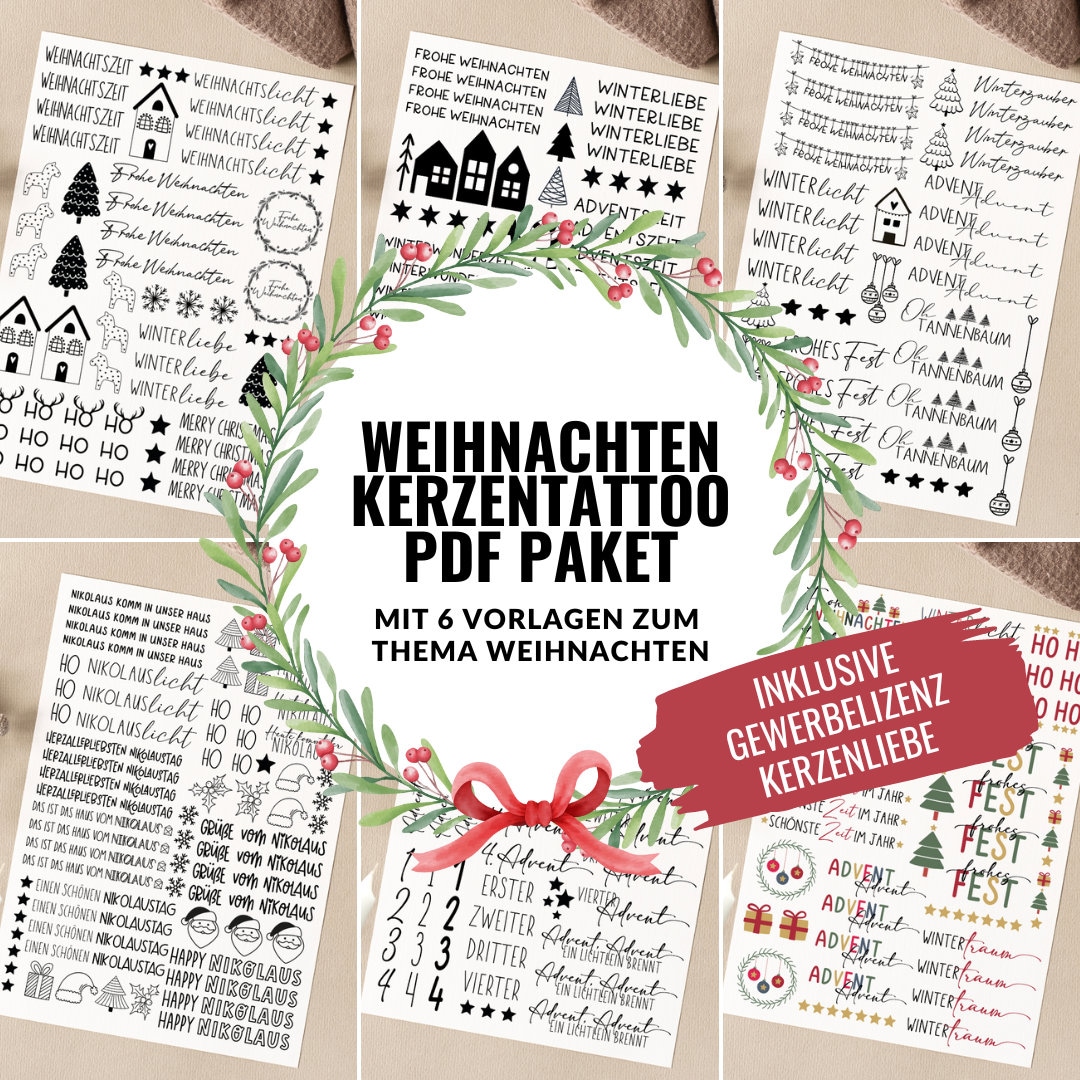 Christmas XXL PDF Candle Tattoo Package Including Business License ...