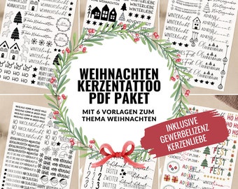 Christmas XXL PDF candle tattoo package including business license bundle candlesticker candle design advent nicholas christmas time ho ho ho