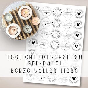 Tealight message Candle full of love PDF template Candle tattoo Candle design Tealight Nice that you exist Gift Gift idea Candle