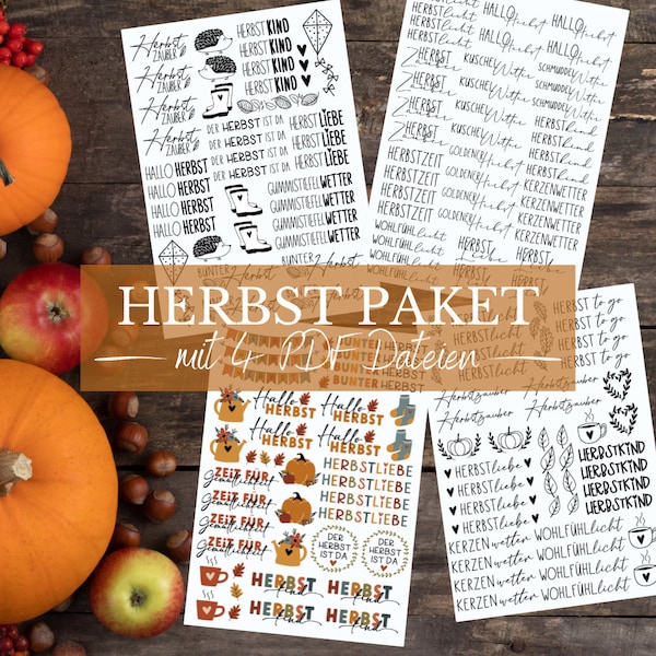 Herbst Paket Kerzentattoo Bundle Bundle Kerzensticker Kerzen gestalten Herbstliebe Herbstzauber Kuschelwetter Bunter Herbst Kürbis Igel