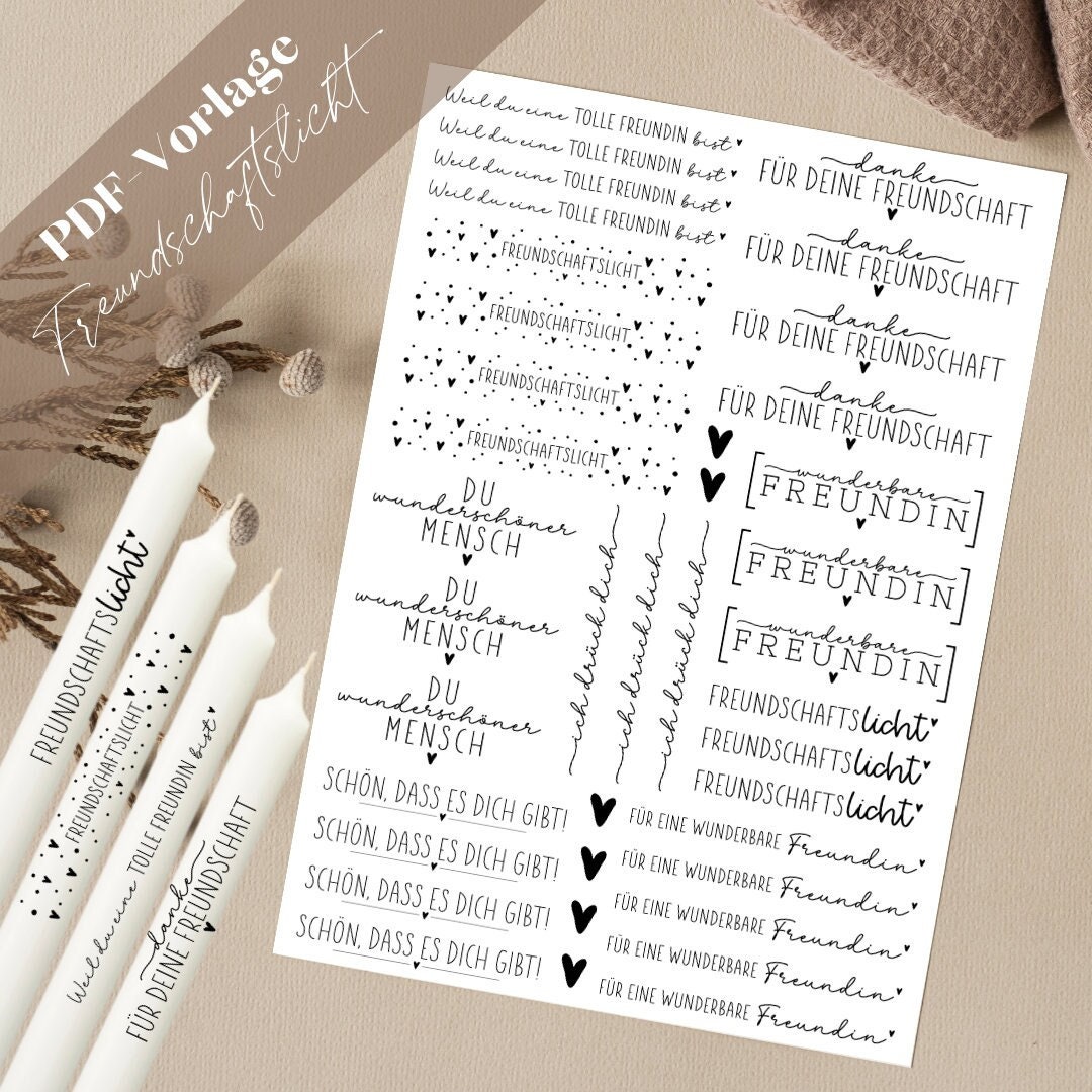 Friendship Light PDF Template Candle Tattoo Candle Sticker Candle Design  Friendship Bestie You Are Wonderful Heart Person Friend - Etsy, image size:1080x1080