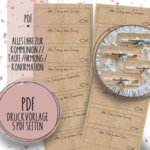 Druckvorlage Alles Liebe zur Kommunion Konfirmation Firmung Taufe PDF Vorlage zum Download Geschenkidee Geldgeschenk Geschenkverpackung