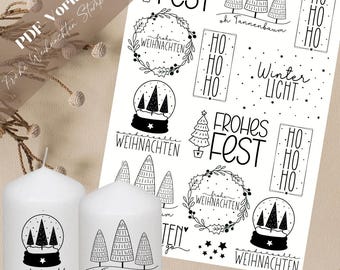 PDF Merry Christmas Pillar Candles Candle Tattoo Template Happy Holidays Christmas Tree Merry Advent Christmas Light Winter Light Winter to go