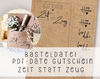 Tempo del buono invece che roba Modello PDF da scaricare e stampare il ciondolo dell'idea regalo della carta regalo per il tuo file artigianale