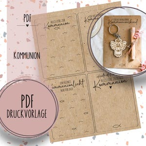 Druckvorlage Kommunion PDF Vorlage zum Download Geschenkidee Kommunionkind Geschenk Tischdeko Geschenk Tischdeko Kommunionlicht Deko