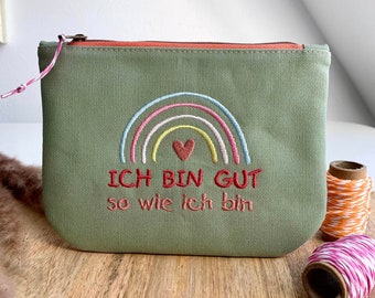 Embroidery file "Good as I am" 10x10 and 13x18 for embroidery machine rainbow heart saying German affirmation children