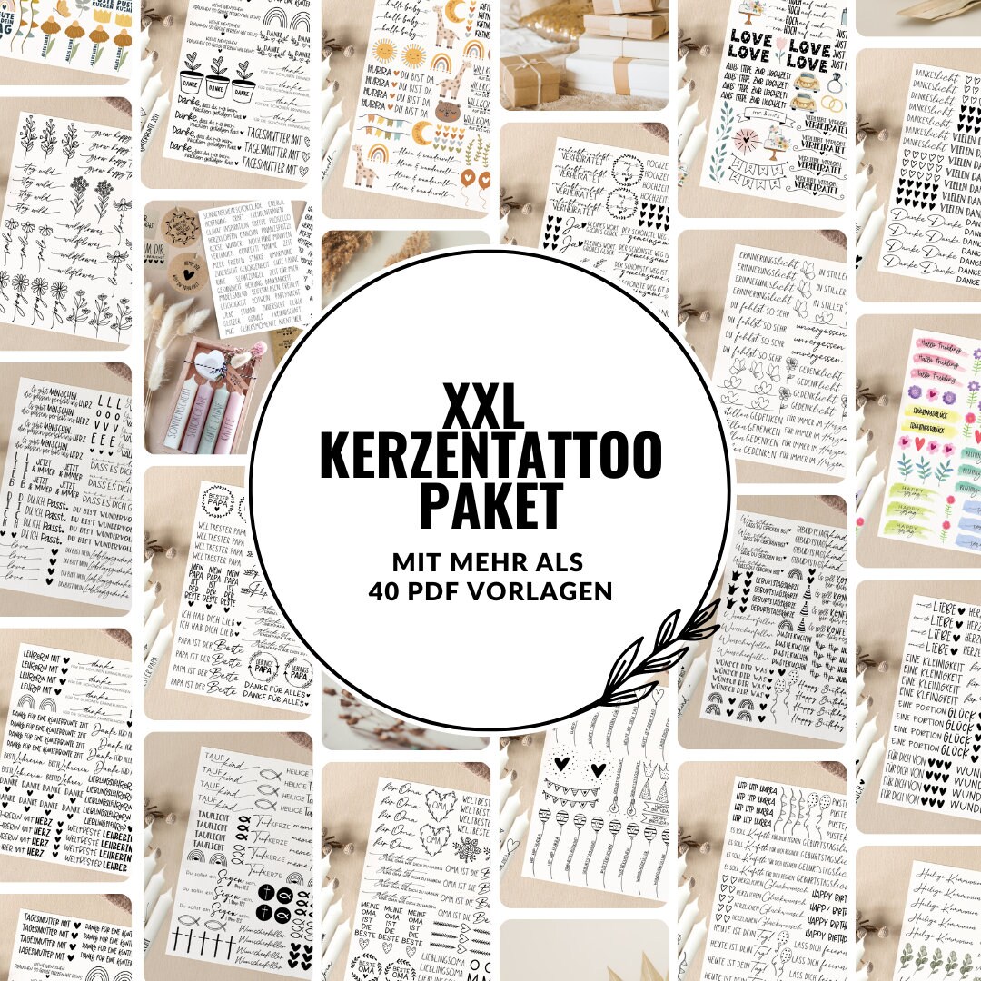 XXL PDF Candle Tattoo Package Bundle Candlesticker Candles Design ...