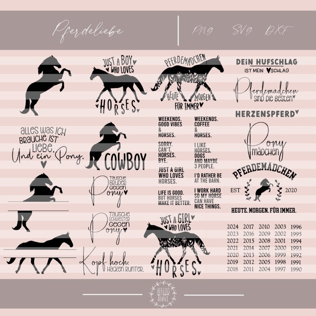 Pferdeliebe Plotterdatei SVG DXF PNG Pferdemädchen Cowboy Pony