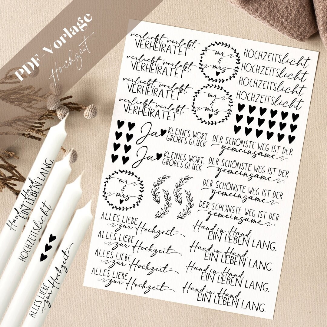 Wedding PDF Template Candle Tattoo Candlesticker Candles in Love ...