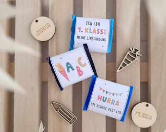Banderola Inicio de clases Mini chocolate Plantilla PDF para descargar Inscripción escolar Inicio de clases Regalo de primera clase Idea de regalo Escolar