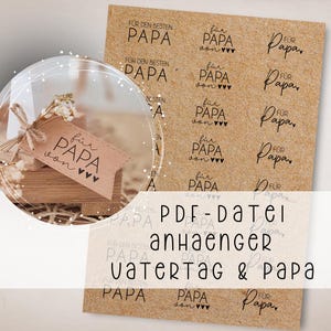 Papa Vatertag Anhänger PDF Vorlage zum Download Geschenke Etiketten Lieblingspapa Vater Bester Papa Geschenkverpackung Label für dich