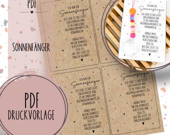 Plantilla para imprimir Atrapasueños Plantilla PDF para descargar e imprimir Autoimpresión Tarjeta regalo Idea de regalo Pequeño obsequio