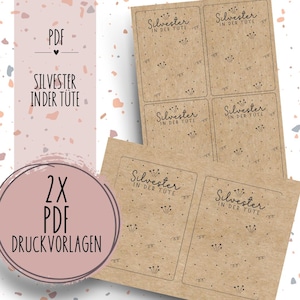 Printsjabloon Oudejaarsavond in een tasje PDF-sjabloon om zelf te downloaden en uit te printen Cadeaubon Nieuwjaarscadeau Oudjaarsfeestje
