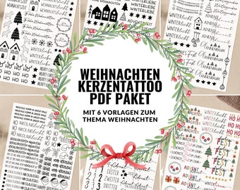 Christmas XXL PDF candle tattoo package bundle candle sticker candles design Merry Christmas Advent Nikolaus Christmas time winter love Ho