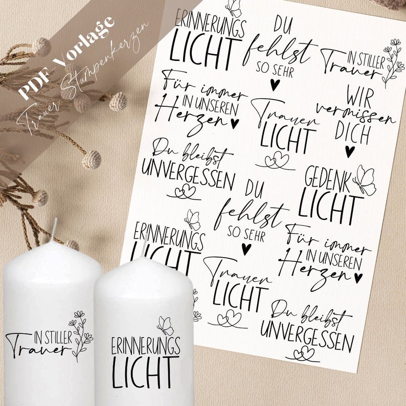 PDF mourning for pillar candles candle tattoo template candle sticker silent mourning forever in the heart remembrance light memorial light you are missing image 1