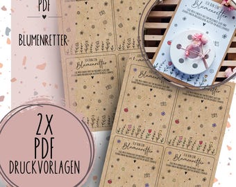 Modello di stampa "Flower saver" Modello PDF per scaricare fiori secchi regalo idea regalo fiori primavera vetro raggiin primavera magia