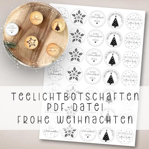Tealight message Merry Christmas PDF template candle tattoo candle stickers candles design Christmas time Christmas light tealight stars