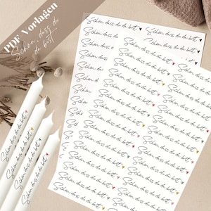Es bueno que estés aquí Plantilla PDF vela tatuaje vela pegatina velas regalo de invitados regalos para invitados corazón boda bautismo nacimiento celebración