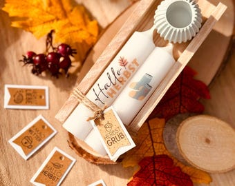 Pendant Autumn PDF template for download Autumn greeting Hello Autumn Autumn love Autumn magic Cocoa weather Print file Print out Leaves Pumpkin