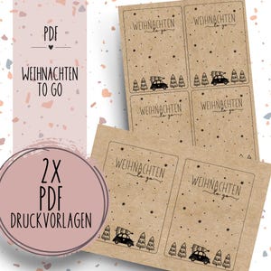 Druckvorlage Weihnachten to go PDF Vorlage zum Download und Ausdrucken Selbstausdrucken Geschenkkarte Frohe Weihnachten Tüte Fest Geschenk