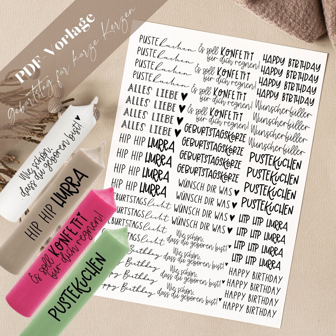 PDF Birthday for Short Candles Candle Tattoo Candlesticker Candles Hip ...