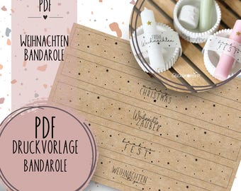 Puede incluir: Plantilla de banner de Navidad imprimible en PDF con seis diseños diferentes. Los diseños incluyen "Navidad", "Weihnachtszauber", "Frohes Fest", "Weihnachten", "Feliz Navidad" y "Frohe Weihnachten".