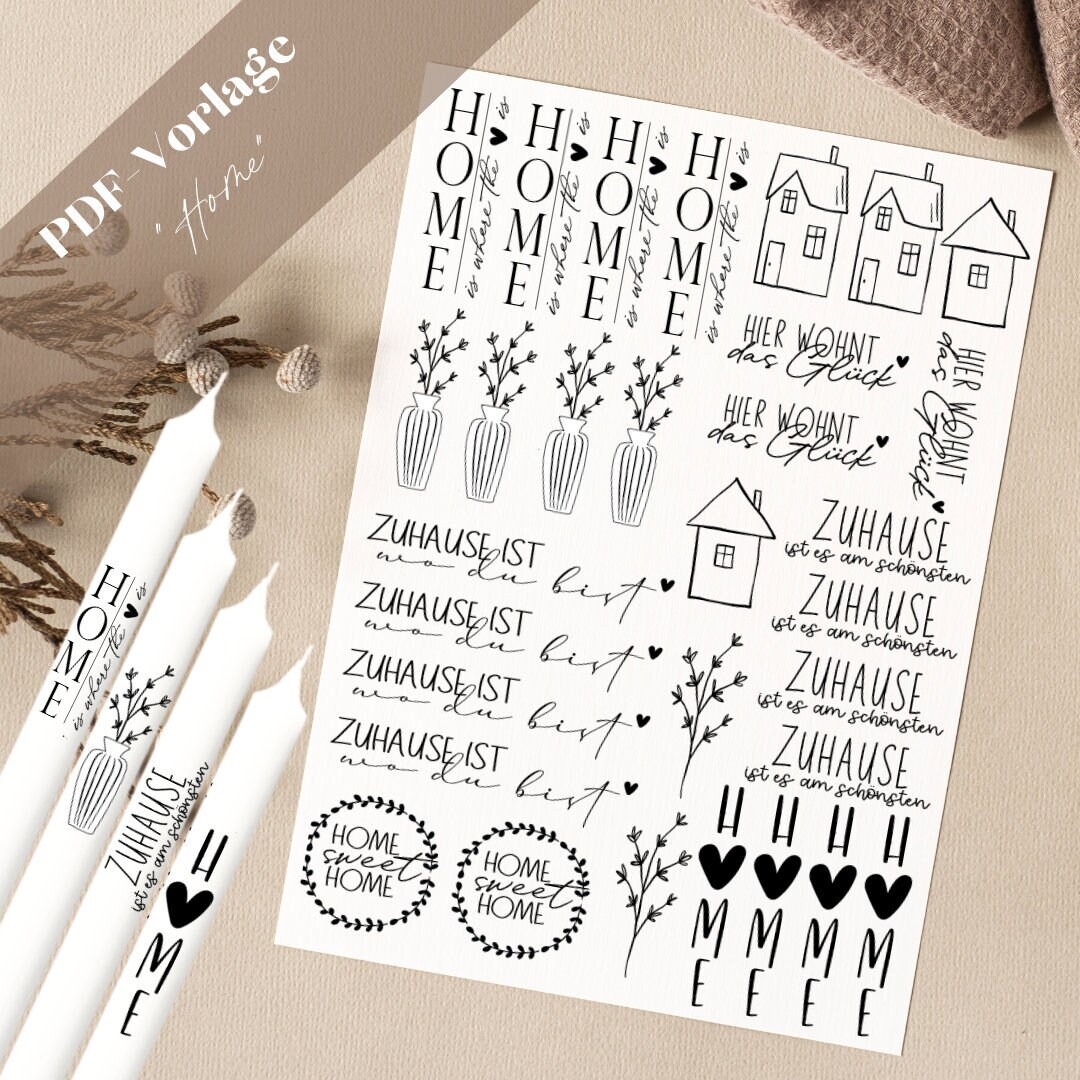 Home PDF Template Candle Tattoo Candlesticker Candles Home House Luck ...