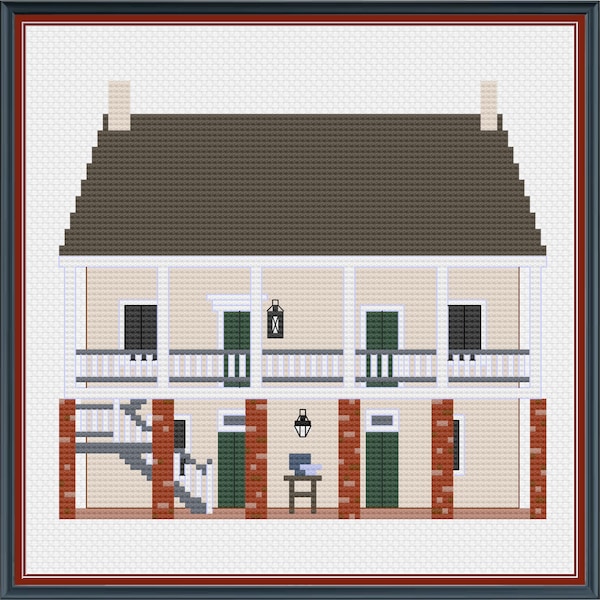 Creole Plantation House Cross-Stitch PDF Pattern