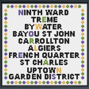 New Orleans Neighborhoods Cross-Stitch PDF Pattern