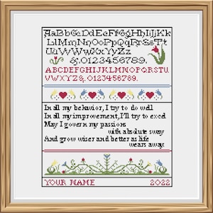 Sampler met tulpen PDF kruissteekpatroon