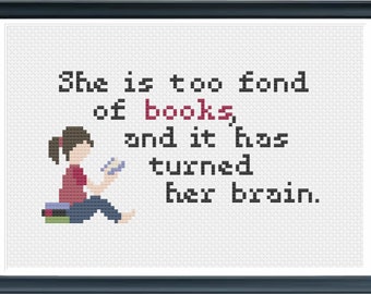 She is too fond of books...PDF Cross-Stitch Pattern