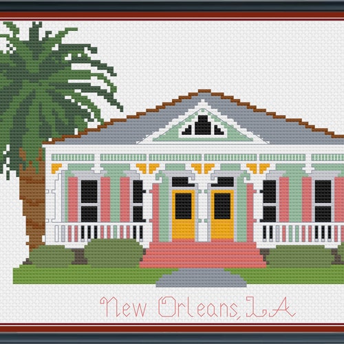 New Orleans Tropical House Crossstitch Pattern Etsy