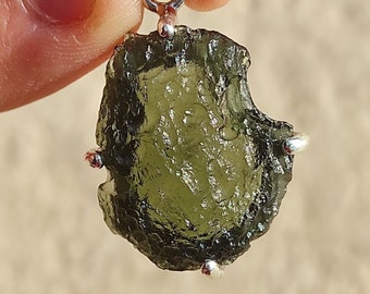 Moldavite silver pendant