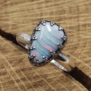 Natural Boulder Opal ring in 950 silver made in France