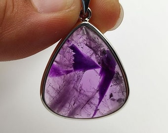 Natürlicher Trapiche-Amethyst-Anhänger aus Silber