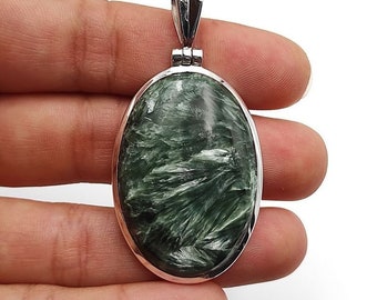 Natural Seraphinite pendant silver