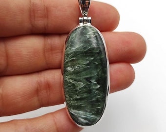 Natural Seraphinite pendant silver