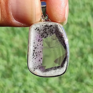 Natural Trapiche Amethyst pendant silver