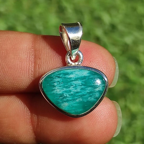 Natural Amazonite pendant silver