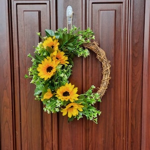 Summer Sunflower Door Wreath, spring wreath, indoor wreath, outdoor wreath, home decor wreath, Artifical wreath